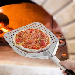 12" Non-Stick Perforated Pizza Peel With Long Handle - Ideal For Ooni Pizza Ovens -Sansisbar Store 12 non stick perforated pizza peel with long handle ideal for ooni pizza ovens5060379012610 04c MP