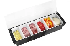 Sansisbar Store 27 6 Compartment Tray For Pizza Toppings - Black Picking Pizza Oven Station