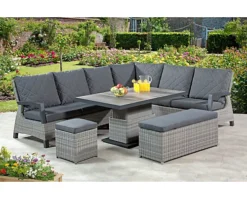 Sansisbar Store 9 Camilla Corner Lounge/Dining Set With Height Adjustable Table