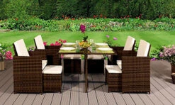 Sansisbar Store 11 Comfy Living 9 Piece Cube Rattan Dining Set Gold With Cover