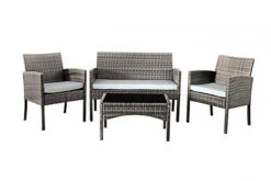 Comfy Living Economy 4 Piece Rattan Garden Set In Grey