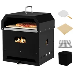 Sansisbar Store 31 Costway 4-in-1 Outdoor Pizza Oven 2-Layer Detachable Grill Oven & Fire Pit