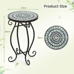 Costway Mosaic Outdoor Side Table Round End Table Weather Resistant Ceramic Tabletop -Sansisbar Store costway mosaic outdoor side table round end table weather resistant ceramic tabletop6085650677134 03c MP