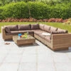Cozy Bay Chicago Rattan 6 Seater Deluxe Modular Lounge Set In 4 Seasons With Brown Cushions