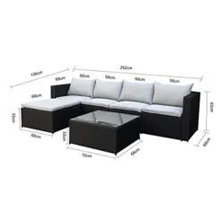 Evre Black Rattan Outdoor Garden Furniture Set Miami Sofa Coffee Table, Foot Stool Rattan With Premium Cover -Sansisbar Store evre black rattan outdoor garden furniture set miami sofa coffee table foot stool rattan with premium cover5060381723078 03c MP