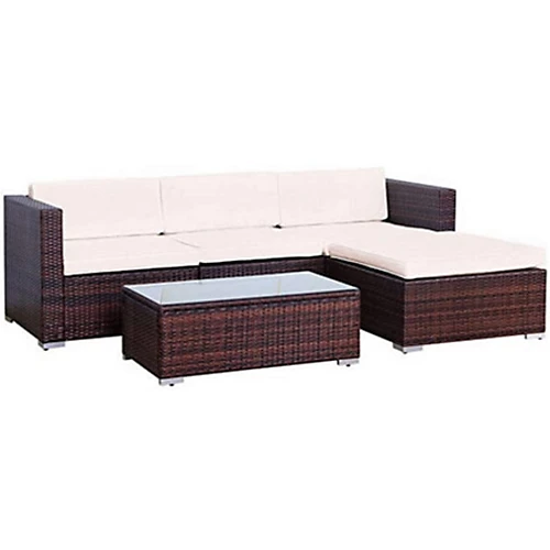 EVRE Brown Rattan Outdoor Garden Furniture Set 4 Seater California Sofa Set With Coffee Table 1 EVRE Brown Rattan Outdoor Garden Furniture Set 4 Seater California Sofa Set With Coffee Table