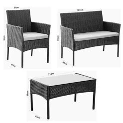 EVRE Nero Black Rattan Garden Furniture Set Patio Conservatory Indoor Outdoor 4 Piece Set -Sansisbar Store evre nero black rattan garden furniture set patio conservatory indoor outdoor 4 piece set5060381728233 04c MP