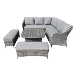 GoodHome Hamilton Steeple Grey Rattan Effect 8 Seater Garden Furniture Set -Sansisbar Store goodhome hamilton steeple grey rattan effect 8 seater garden furniture set5059340604923 02c