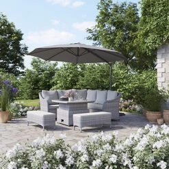 GoodHome Hamilton Steeple Grey Rattan Effect 8 Seater Garden Furniture Set