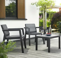 Sansisbar Store -Sansisbar Store keter emily graphite grey rattan effect 2 seater coffee set8711245148267 10i bq