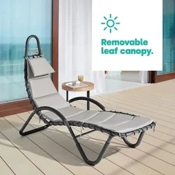 LIVIVO Luxury Soft Padded Sun Lounger With A Canopy - Outdoor Garden Furniture For Patio, Decking & Balcony - Grey -Sansisbar Store livivo luxury soft padded sun lounger with a canopy outdoor garden furniture for patio decking balcony grey5056295308043 04c MP