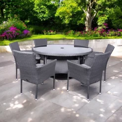 Malaga Six Seater Fixed Dining Set