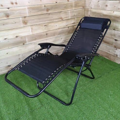 Multi Position Textoline Garden Relaxer Chair Lounger - All Black -Sansisbar Store multi position textoline garden relaxer chair lounger all black5060907221309 03c MP
