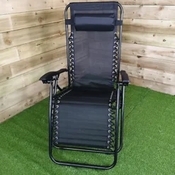Multi Position Textoline Garden Relaxer Chair Lounger - All Black -Sansisbar Store multi position textoline garden relaxer chair lounger all black5060907221309 04c MP