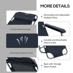 Outsunny 2 In 1 Outdoor Folding Sun Lounger W/ Adjustable Back And Pillow Black -Sansisbar Store outsunny 2 in 1 outdoor folding sun lounger w adjustable back and pillow black5056029882566 06c MP