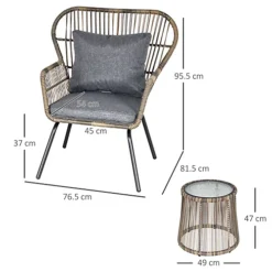 Outsunny 3 PCS Webbed PE Rattan Outdoor Patio Set With Cushions Steel Frame Grey 6 Outsunny 3 PCS Webbed PE Rattan Outdoor Patio Set With Cushions Steel Frame Grey -Sansisbar Store outsunny 3 pcs webbed pe rattan outdoor patio set with cushions steel frame grey5056399122811 03c MP