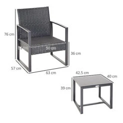 Outsunny 3 Pieces Rattan Patio Bistro Set 2 Chairs Coffee Side Table Grey -Sansisbar Store outsunny 3 pieces rattan patio bistro set 2 chairs coffee side table grey5056029829288 03c MP