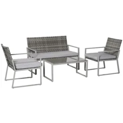 Sansisbar Store -Sansisbar Store outsunny 4pcs outdoor patio pe rattan wicker sofa chaise lounge furniture set5056029881033 02c MP