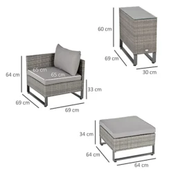 Outsunny 5pcs Patio Rattan Chaise Lounge Double Sofa Bed With Coffee Table -Sansisbar Store outsunny 5pcs patio rattan chaise lounge double sofa bed with coffee table5056399126802 03c MP