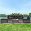 Outsunny 6 Pieces Rattan Furniture Set Garden Sofa Conservatory Wicker Grey