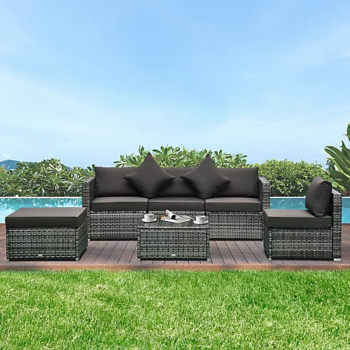 Outsunny 6 Pieces Rattan Furniture Set Garden Sofa Conservatory Wicker Grey 1 Outsunny 6 Pieces Rattan Furniture Set Garden Sofa Conservatory Wicker Grey