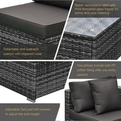 Outsunny 6 Pieces Rattan Furniture Set Garden Sofa Conservatory Wicker Grey 7 Outsunny 6 Pieces Rattan Furniture Set Garden Sofa Conservatory Wicker Grey -Sansisbar Store outsunny 6 pieces rattan furniture set garden sofa conservatory wicker grey5056534551193 06c MP