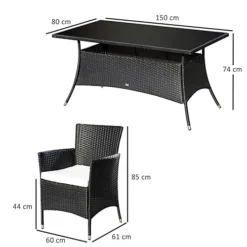 Outsunny 7pc Rattan Garden Furniture Dining Set Wicker Patio Conservatory Seater Black -Sansisbar Store outsunny 7pc rattan garden furniture dining set wicker patio conservatory seater black5055974823235 03c MP