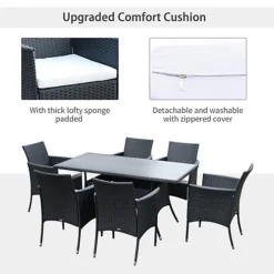 Outsunny 7pc Rattan Garden Furniture Dining Set Wicker Patio Conservatory Seater Black -Sansisbar Store outsunny 7pc rattan garden furniture dining set wicker patio conservatory seater black5055974823235 06c MP