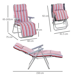 Outsunny Set Of 2 Adjustable Sun Lounger Recliner Reclining Seat Red And White -Sansisbar Store outsunny set of 2 adjustable sun lounger recliner reclining seat red and white5056399122408 03c MP