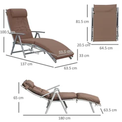 Outsunny Sun Lounger Recliner Foldable Padded Seat Adjustable T37Lx63.5Wx100.5H -Sansisbar Store outsunny sun lounger recliner foldable padded seat adjustable t37lx63 5wx100 5h5056029893227 03c MP