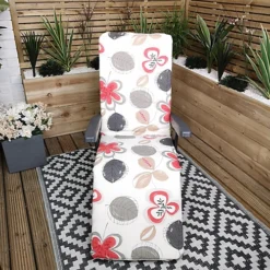 Padded Outdoor Garden Patio Recliner / Sun Lounger With Flowers -Sansisbar Store padded outdoor garden patio recliner sun lounger with flowers5056589112080 03c MP