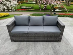 RATTAN WICKER GARDEN OUTDOOR 3 THREE SEATER SOFA CONSERVATORY FURNITURE PATIO COFFEE TABLE STOOLS STORAGE DINING SET GREY -Sansisbar Store rattan wicker garden outdoor 3 three seater sofa conservatory furniture patio coffee table stools storage dining set grey5060747360459 03c MP